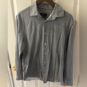 Bugatchi Gray Blue Geometric Men's Shirt